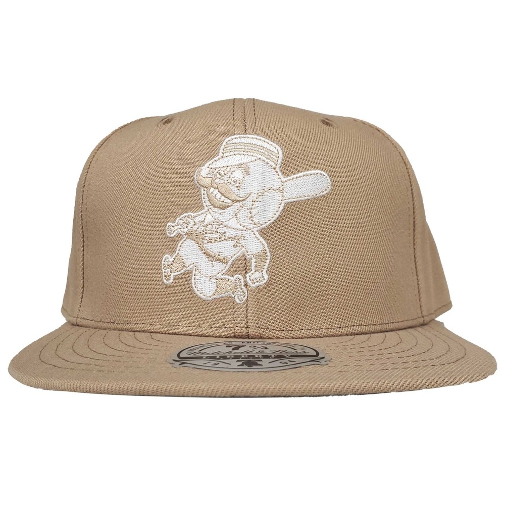 Cincinnati Reds Mitchell & Ness MLB Fitted 7 3/4 Flatbill Cap Hat Khaki NWT